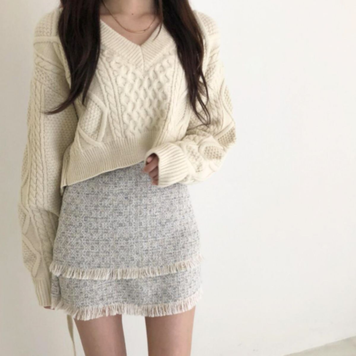 Knit/バックリボンケーブルニット ST/No.22224