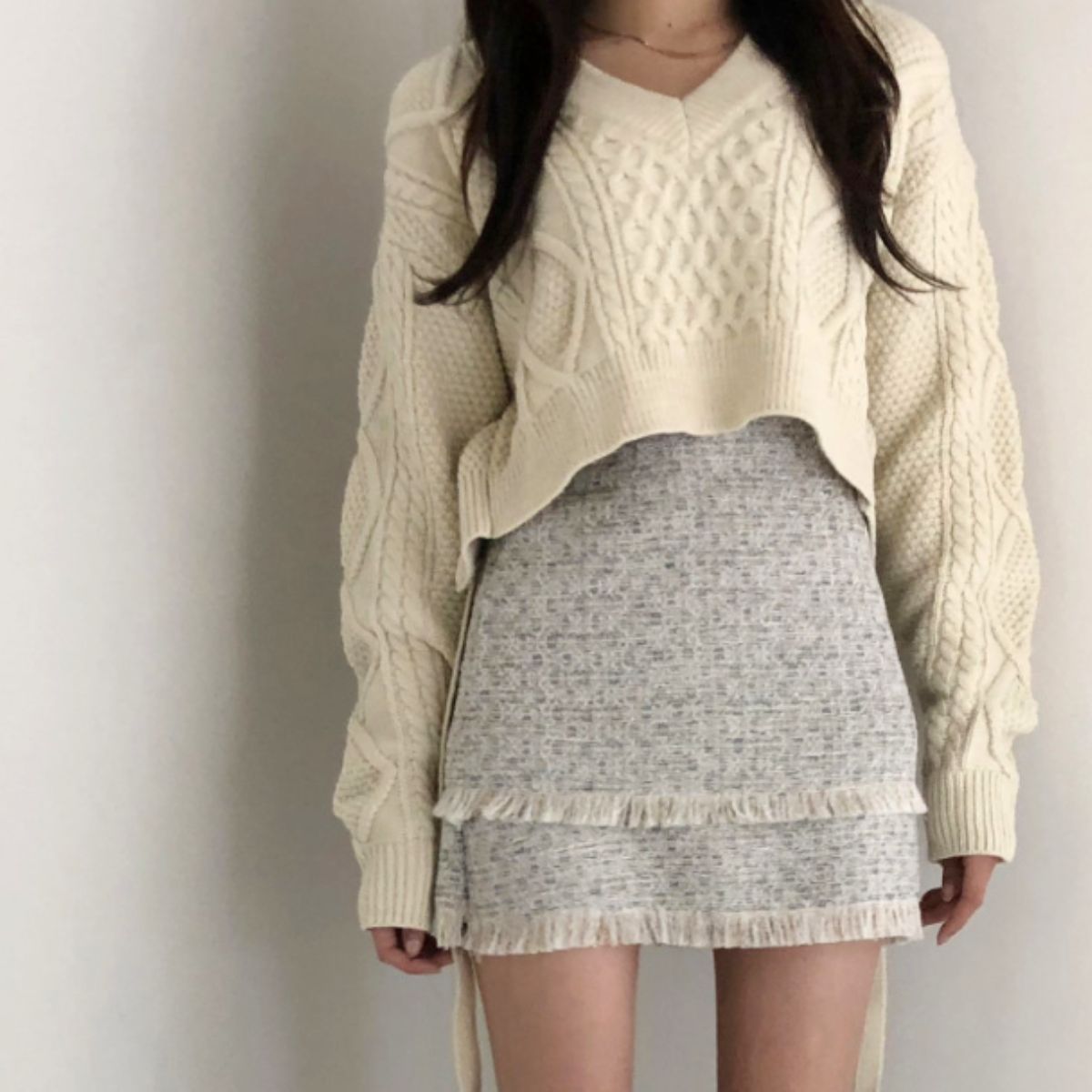 Knit/バックリボンケーブルニット ST/No.22224