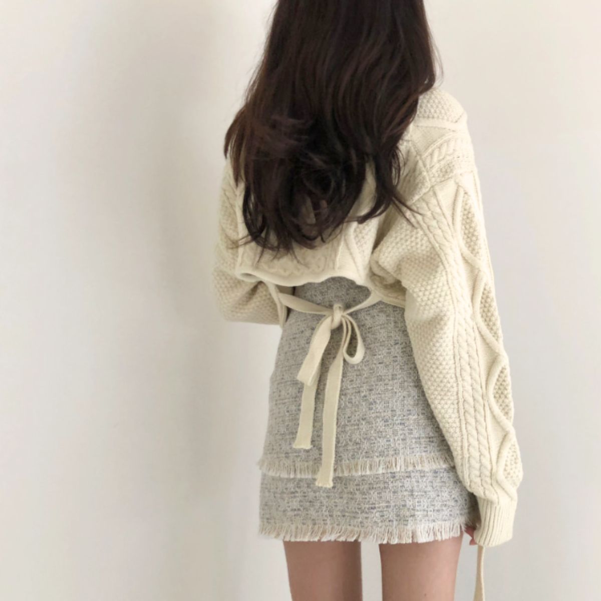 Knit/バックリボンケーブルニット ST/No.22224