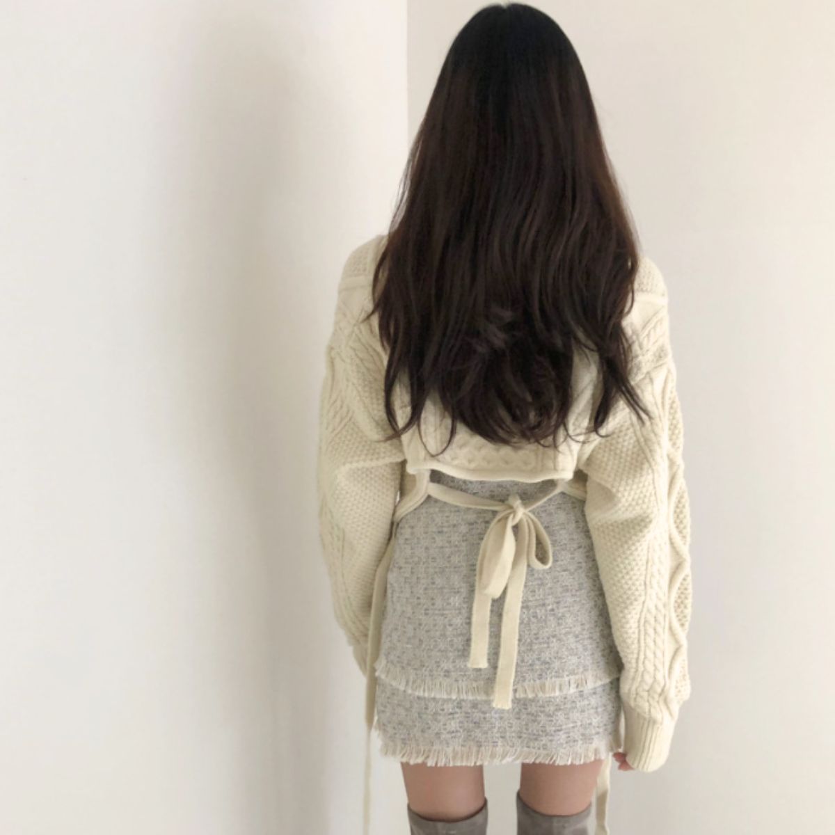 Knit/バックリボンケーブルニット ST/No.22224
