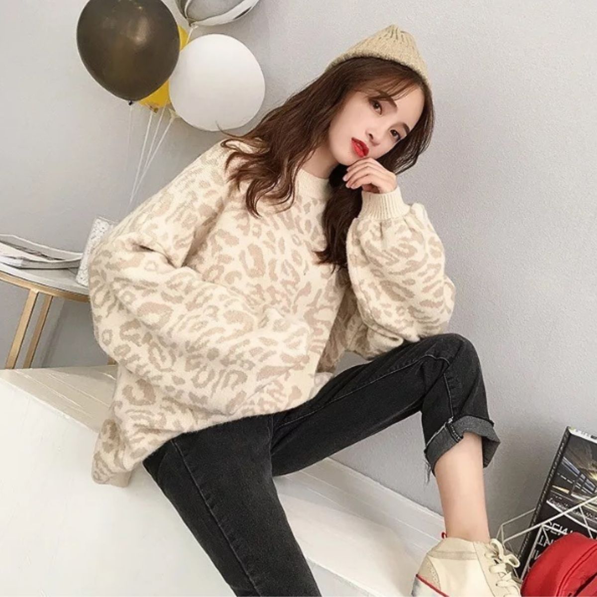 Knit/カラーレオパードニットトップス ST/No.22225