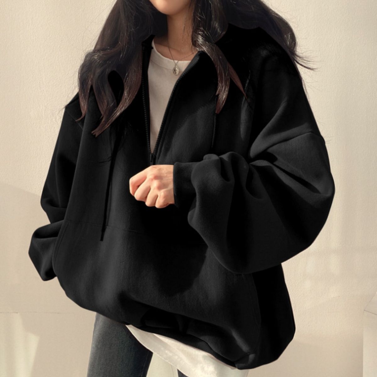 Parka/ハーフジップ裏起毛パーカー ST/No.22229