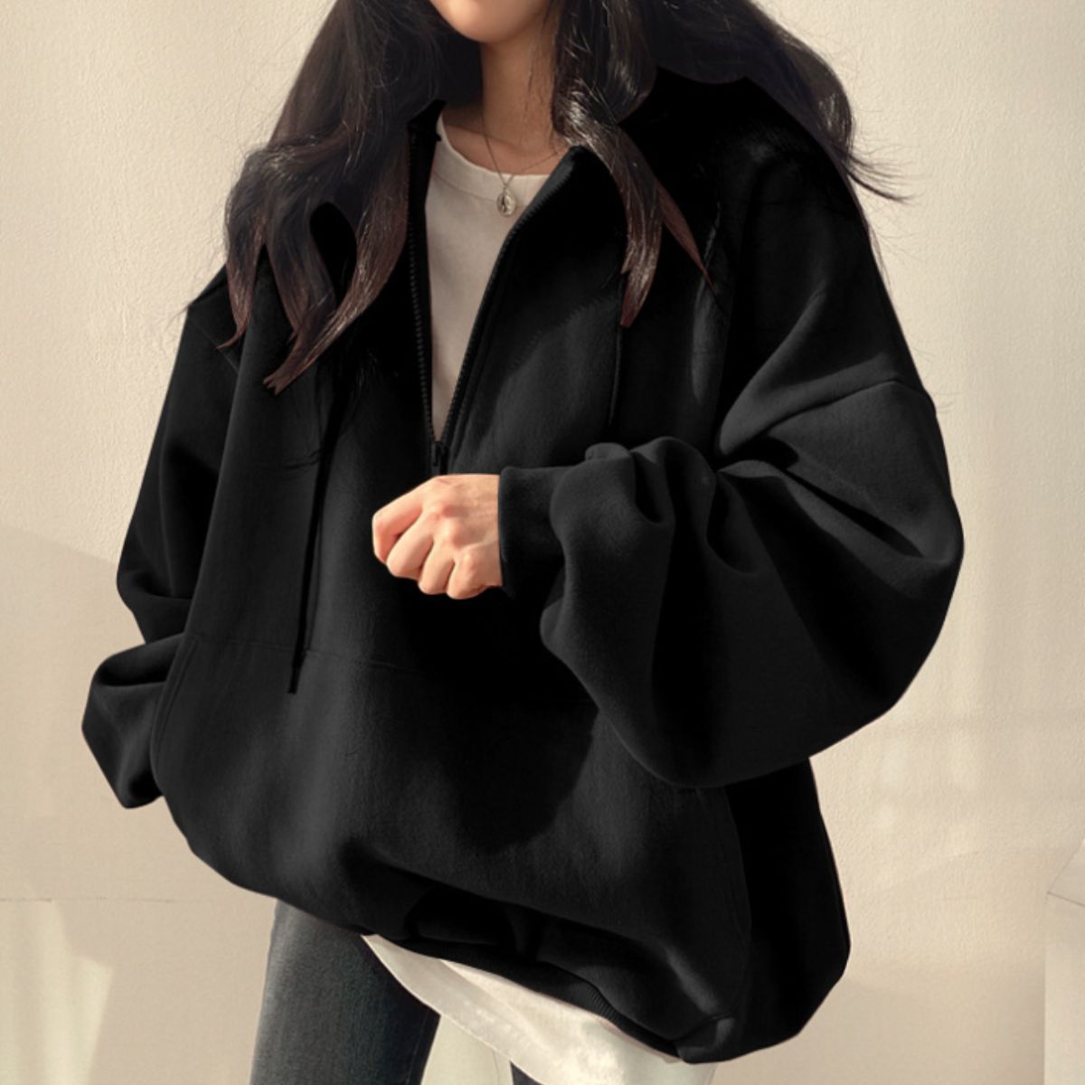 Parka/ハーフジップ裏起毛パーカー ST/No.22229