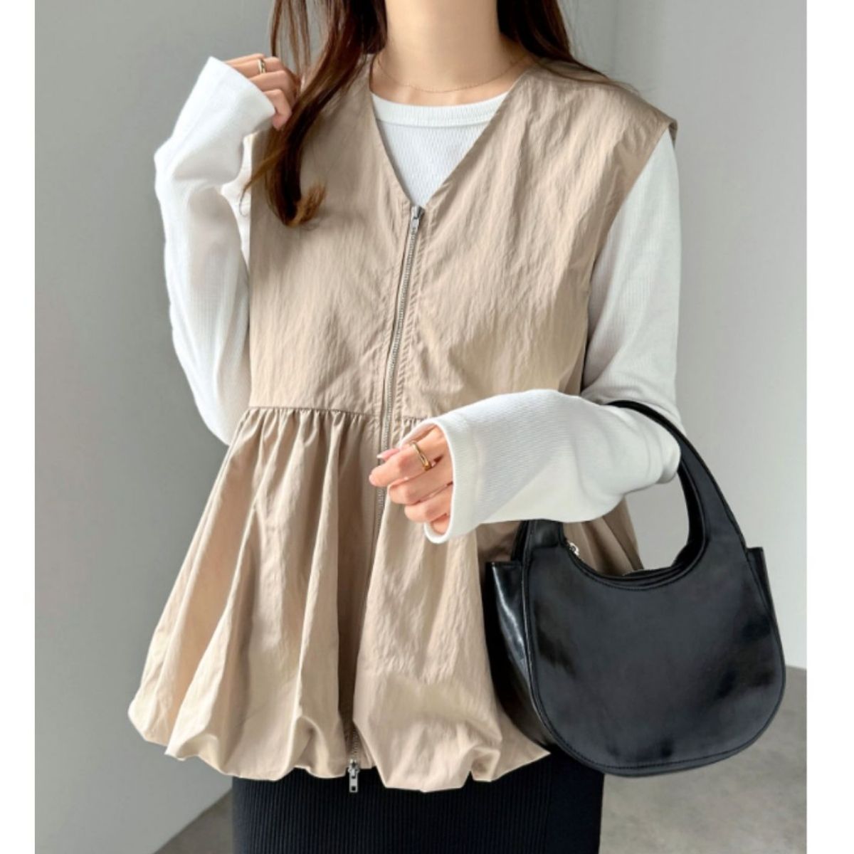 Vest/ペプラムジップアップベスト ST/No.22240
