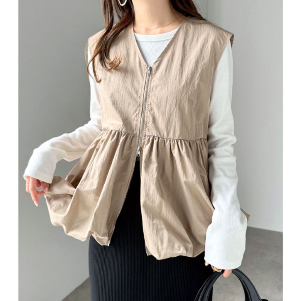 Vest/ペプラムジップアップベスト ST/No.22240