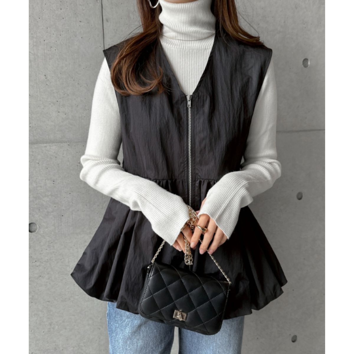 Vest/ペプラムジップアップベスト ST/No.22240