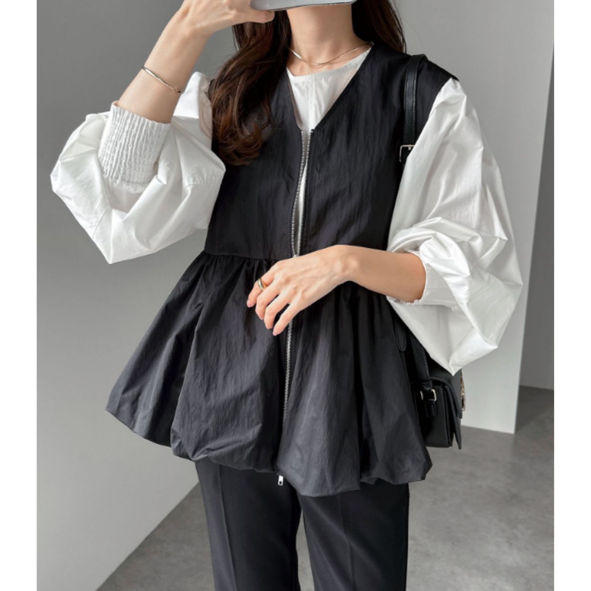 Vest/ペプラムジップアップベスト ST/No.22240