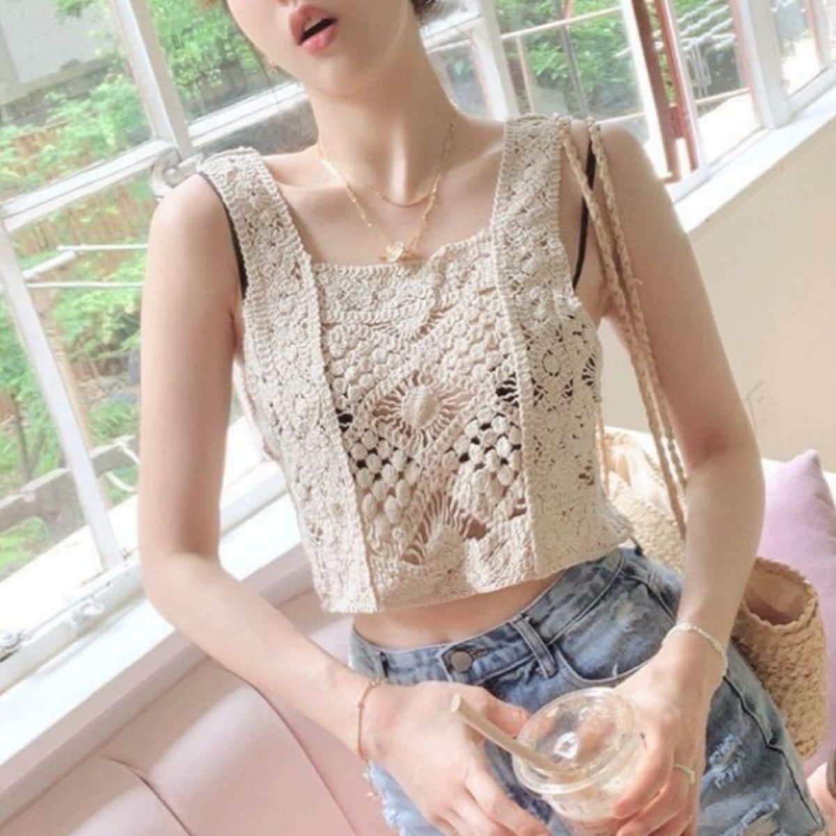 Tops/ナチュラルクロシェビスチェ ST/No.22242