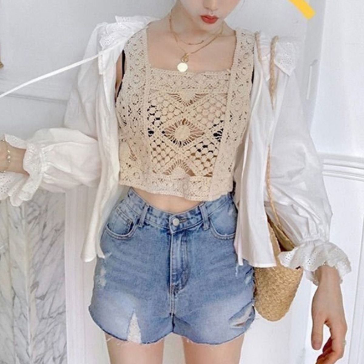 Tops/ナチュラルクロシェビスチェ ST/No.22242
