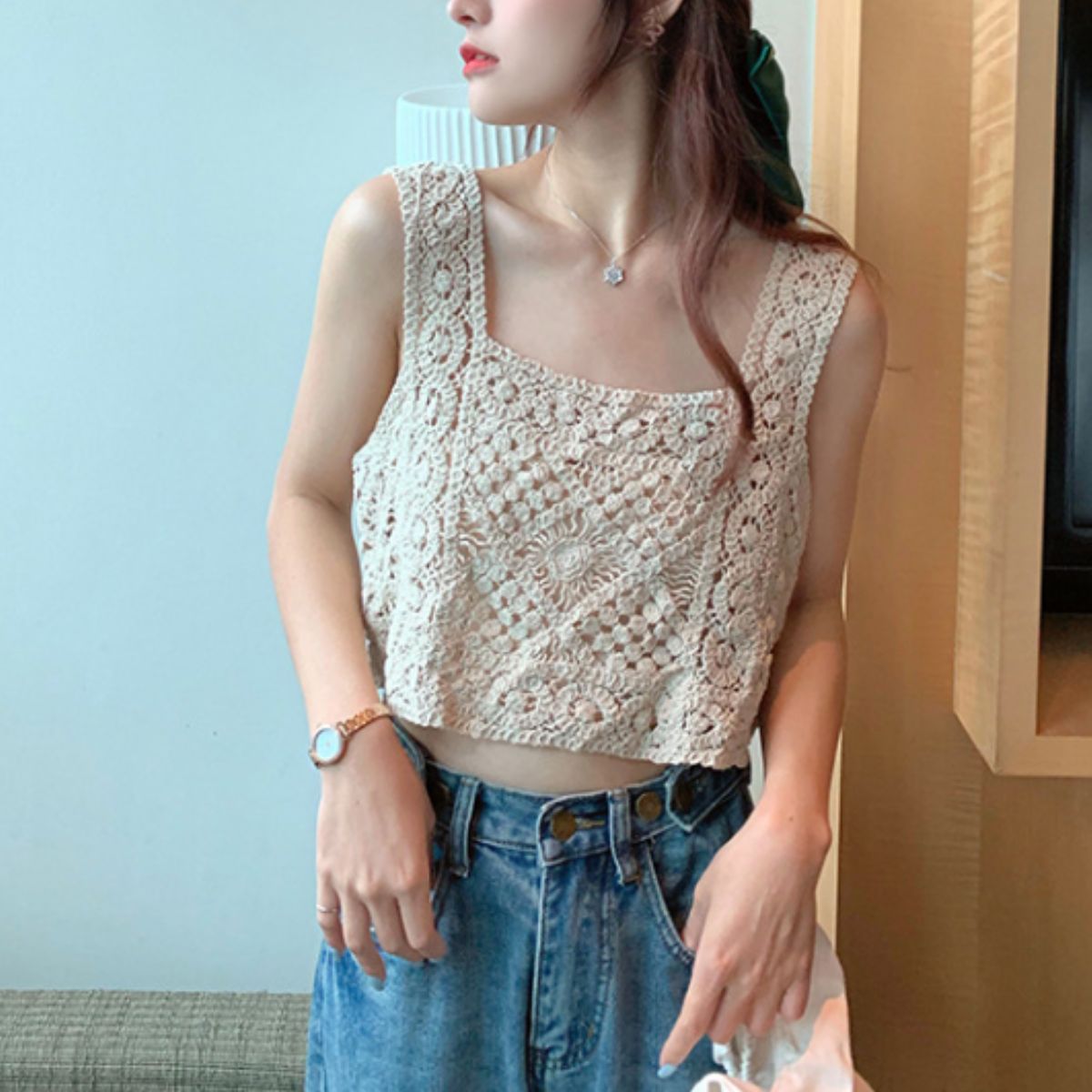 Tops/ナチュラルクロシェビスチェ ST/No.22242