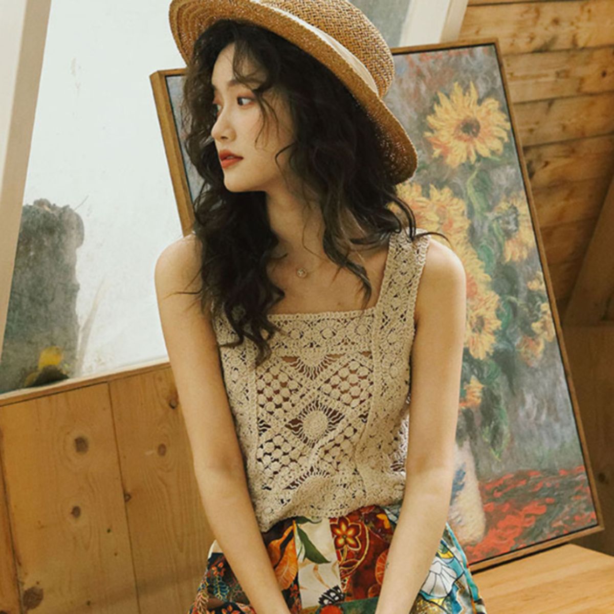Tops/ナチュラルクロシェビスチェ ST/No.22242