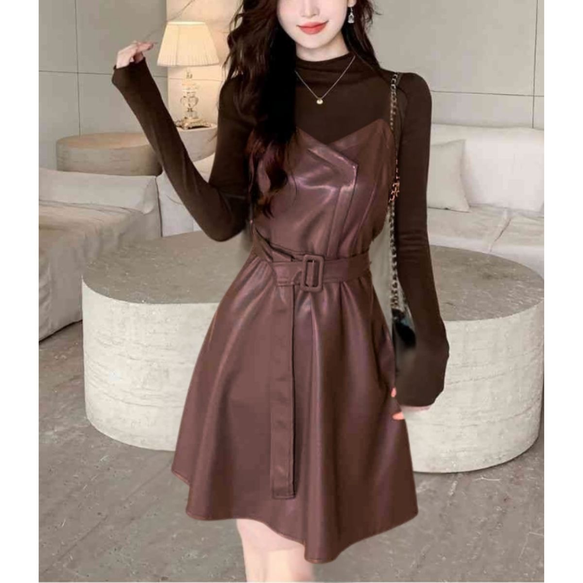 Dress/フェイクレザーキャミワンピ ST/No.22250