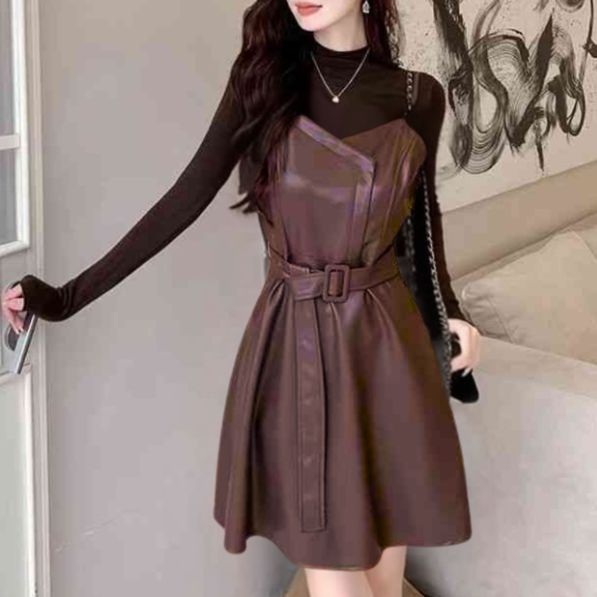 Dress/フェイクレザーキャミワンピ ST/No.22250