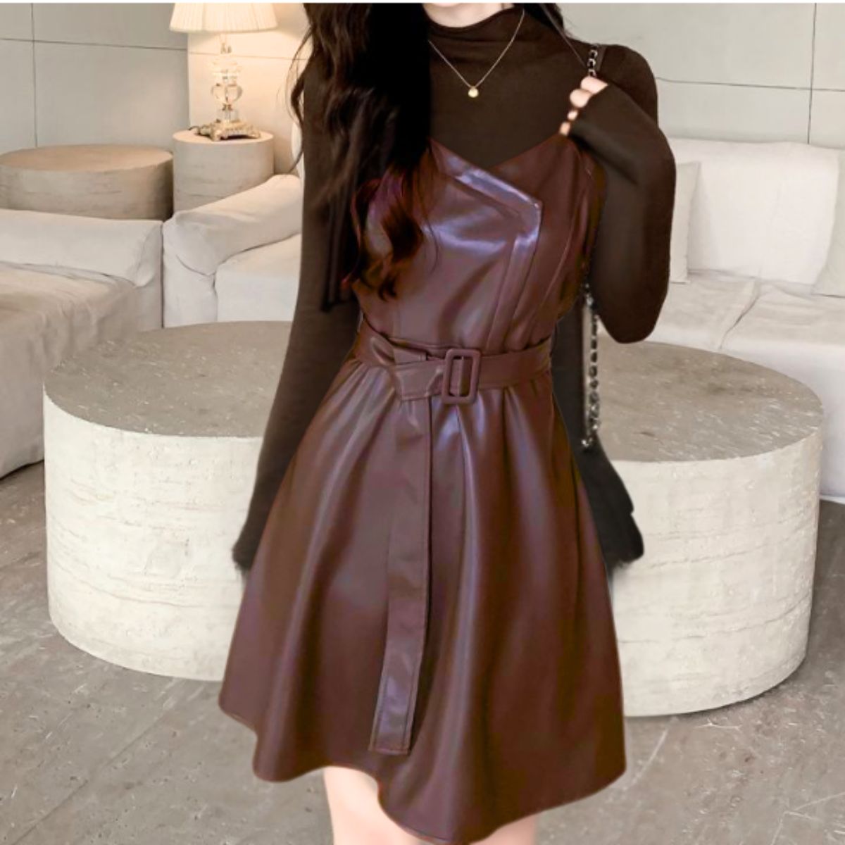 Dress/フェイクレザーキャミワンピ ST/No.22250