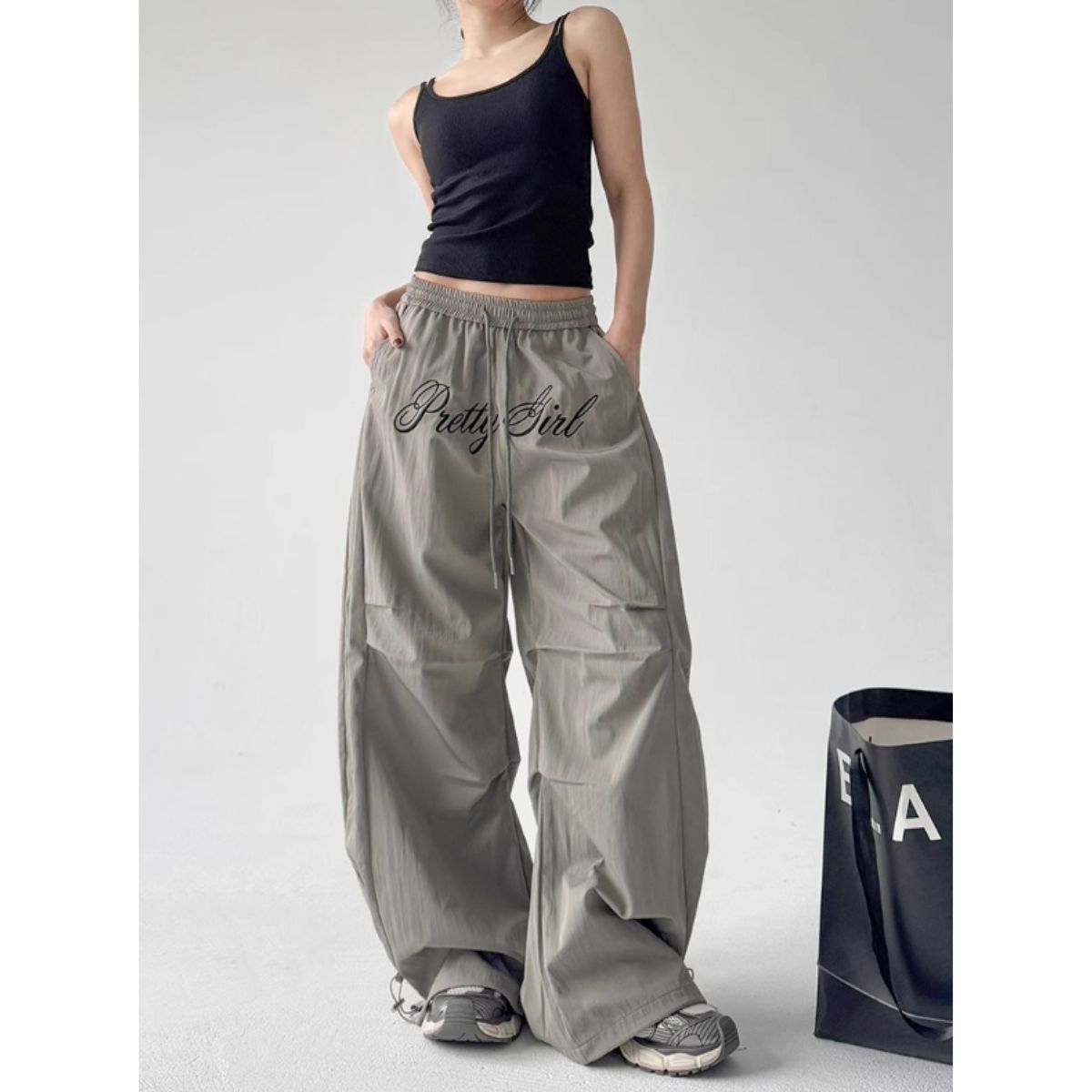 Pants/ロゴ刺繍ワイドパンツ ST/No.22262