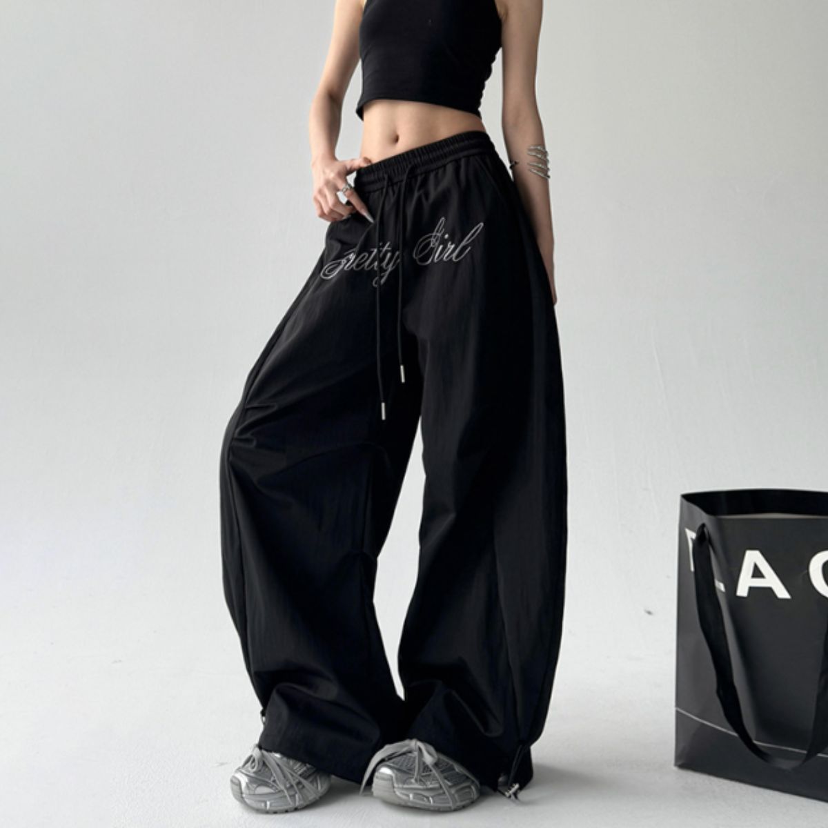 Pants/ロゴ刺繍ワイドパンツ ST/No.22262