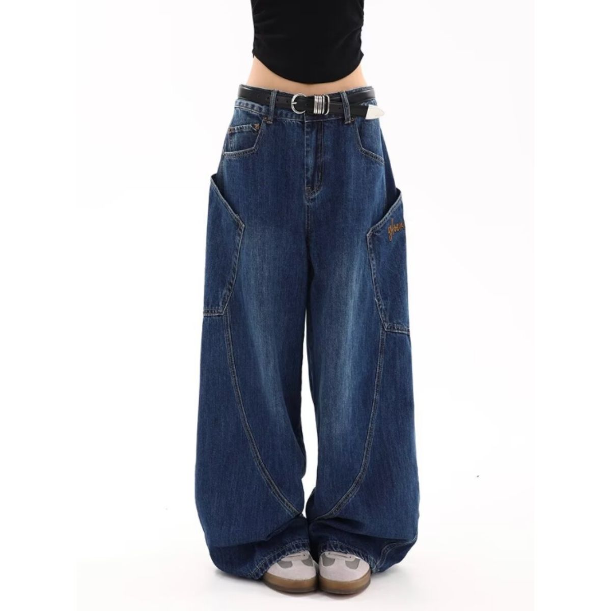 Pants/ビッグポケット切替ワイドデニム ST/No.22265