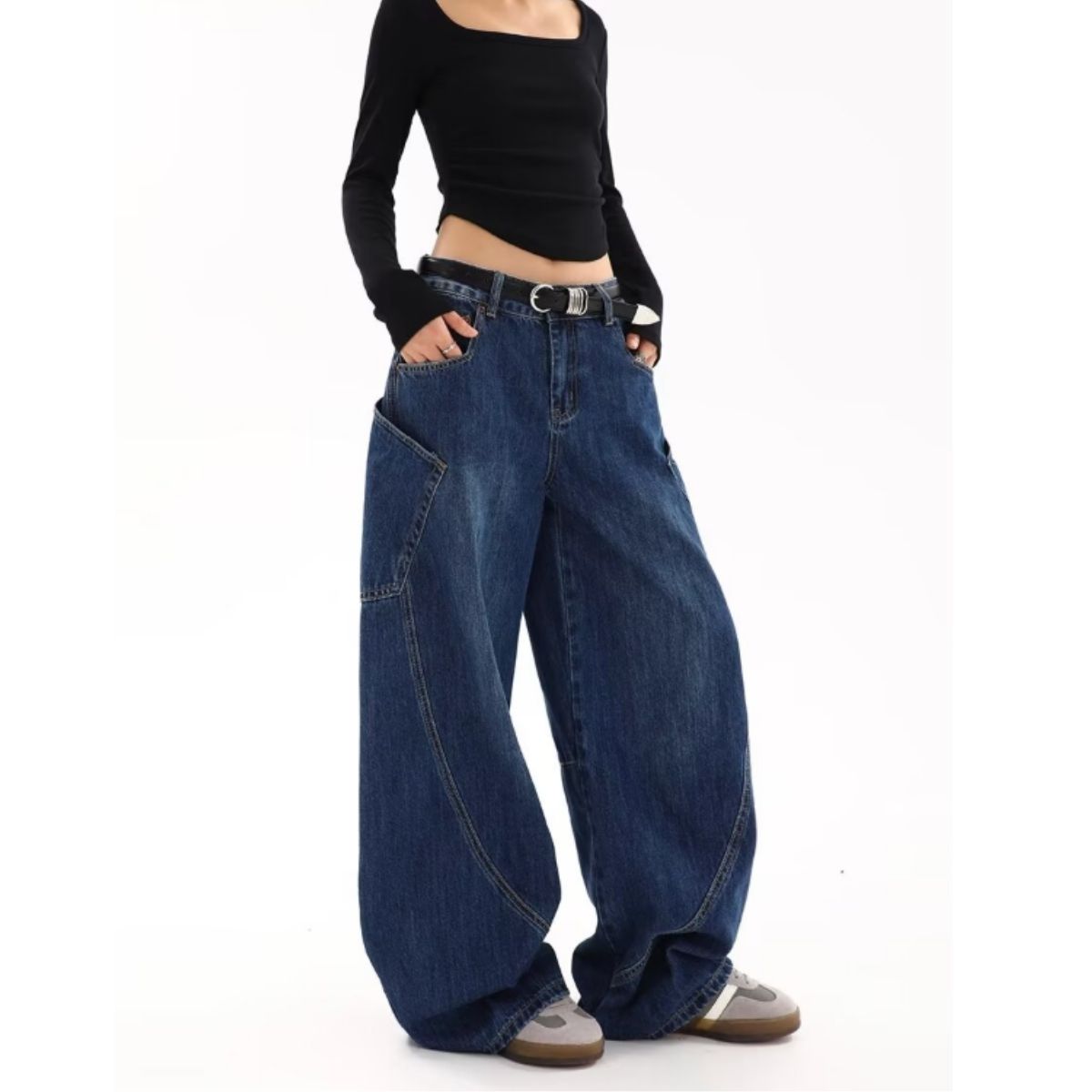 Pants/ビッグポケット切替ワイドデニム ST/No.22265