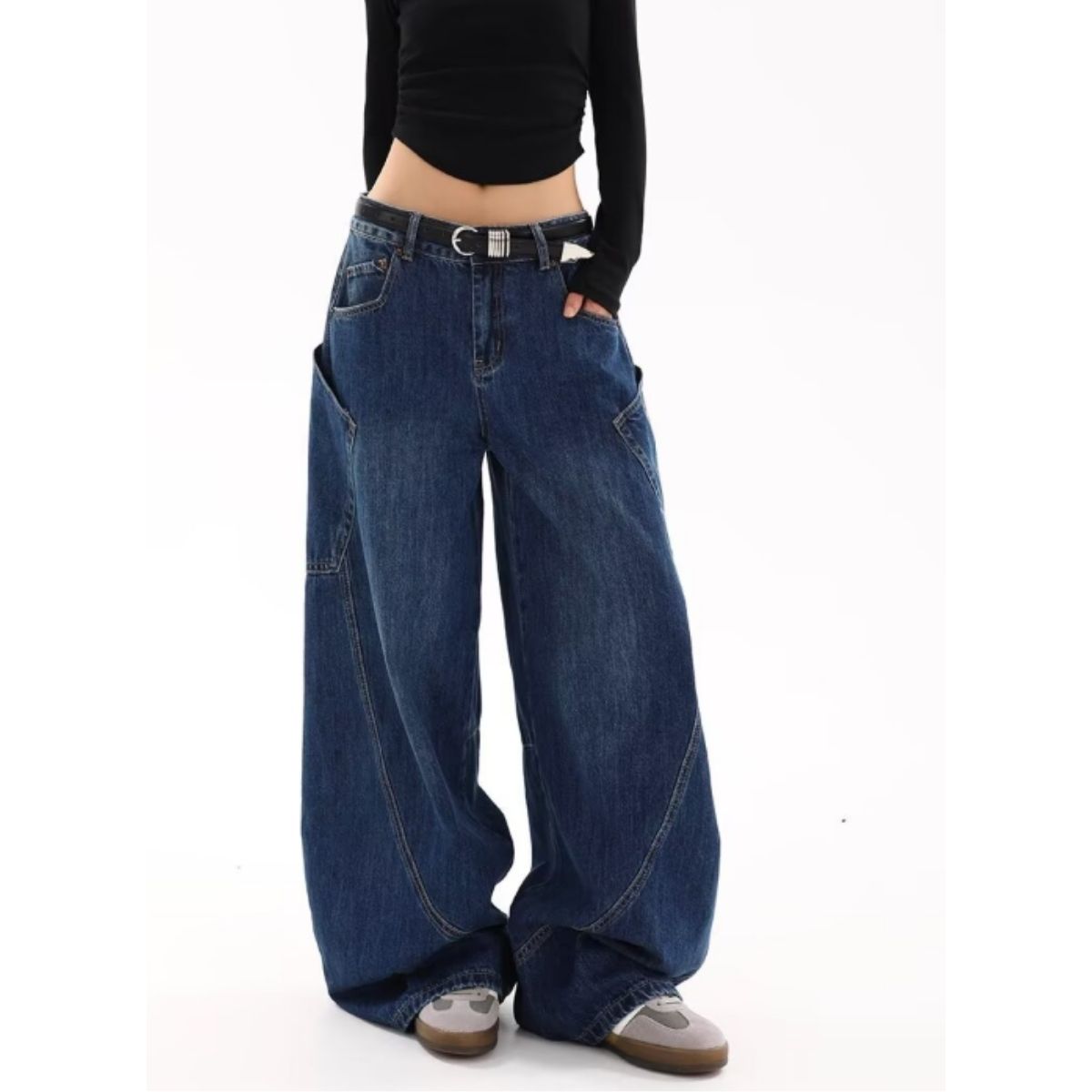 Pants/ビッグポケット切替ワイドデニム ST/No.22265