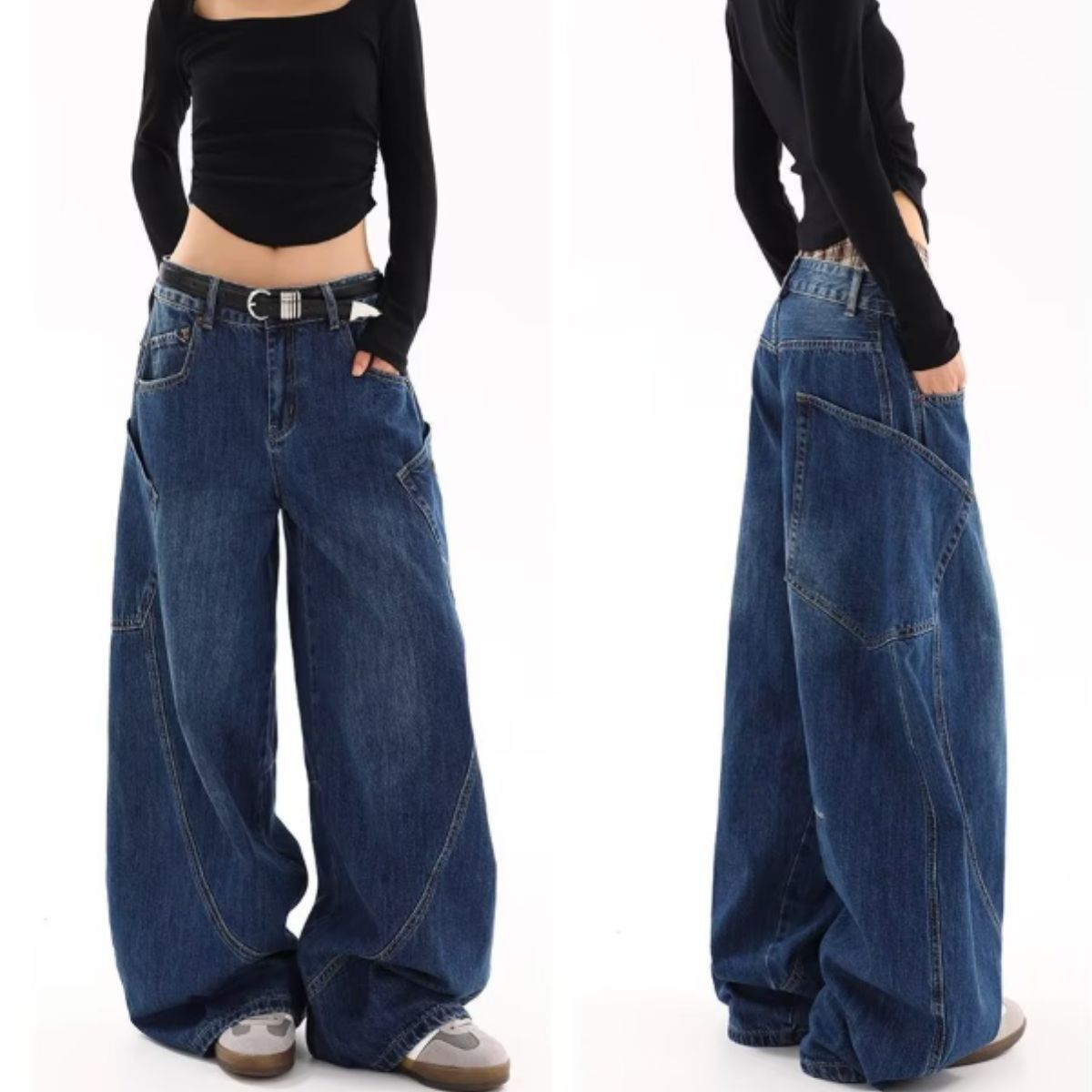 Pants/ビッグポケット切替ワイドデニム ST/No.22265