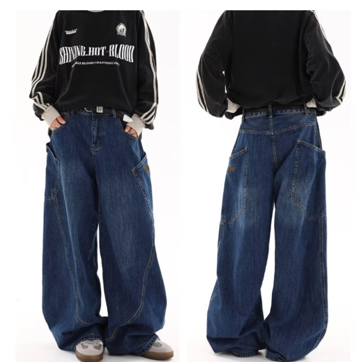 Pants/ビッグポケット切替ワイドデニム ST/No.22265