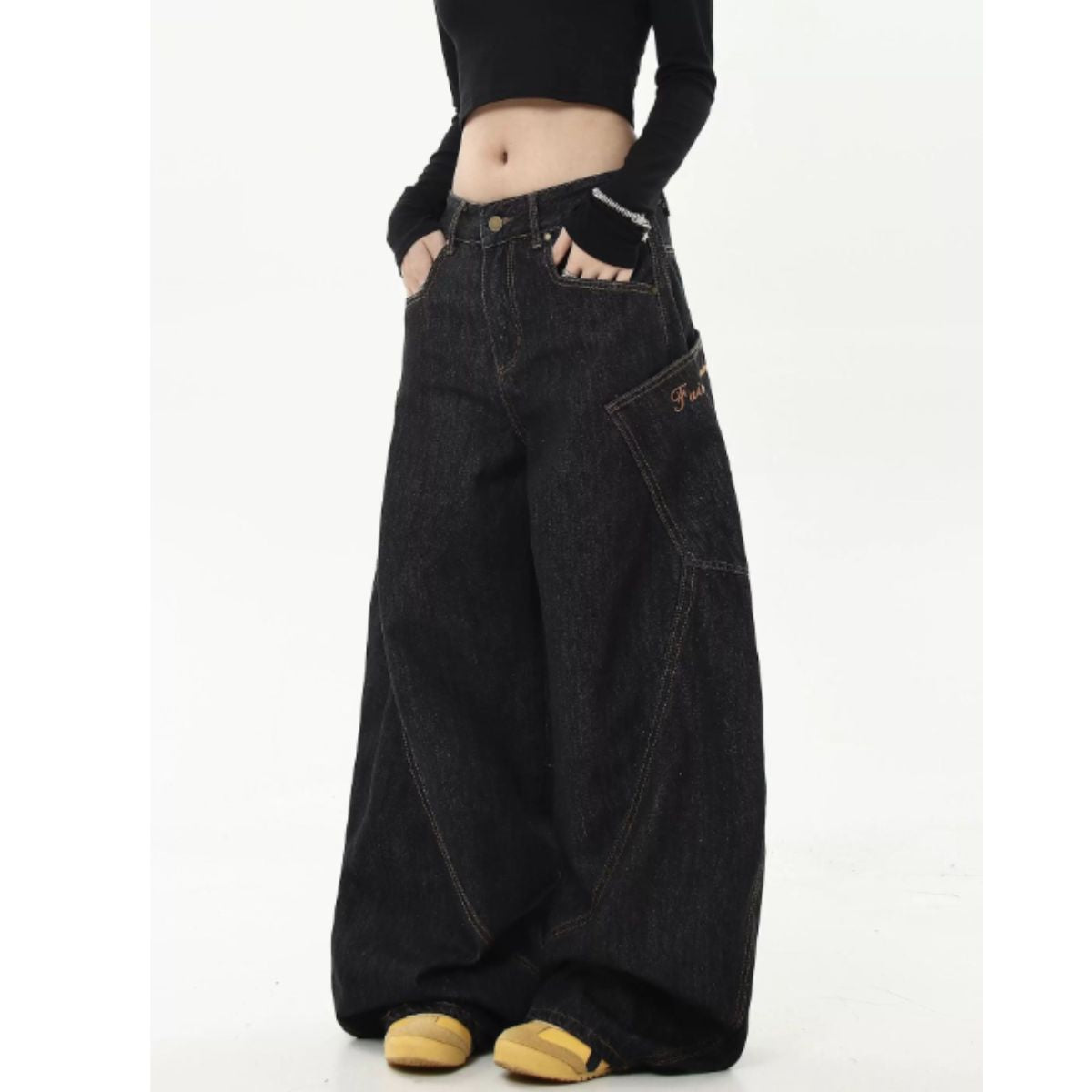 Pants/ビッグポケット切替ワイドデニム ST/No.22265