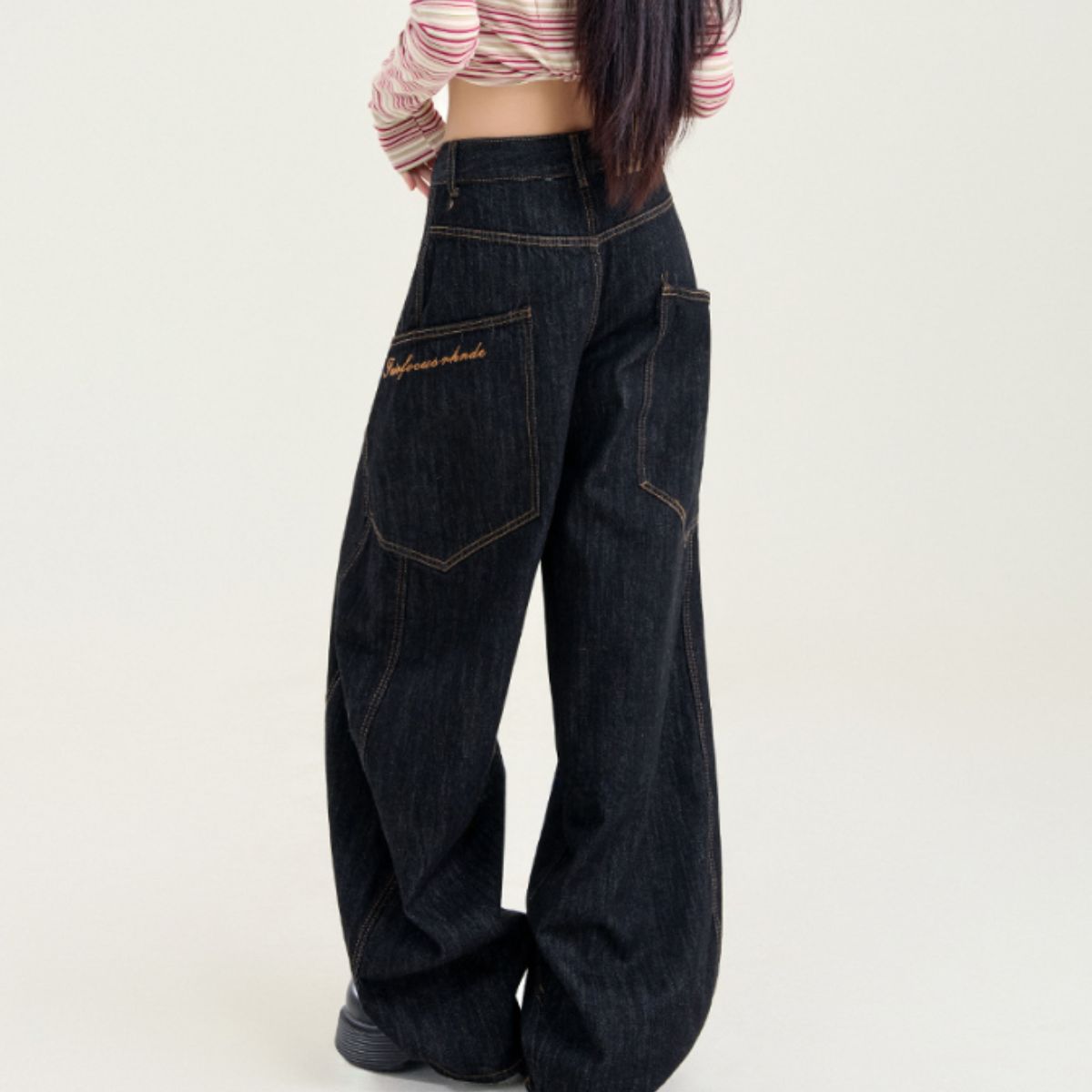 Pants/ビッグポケット切替ワイドデニム ST/No.22265