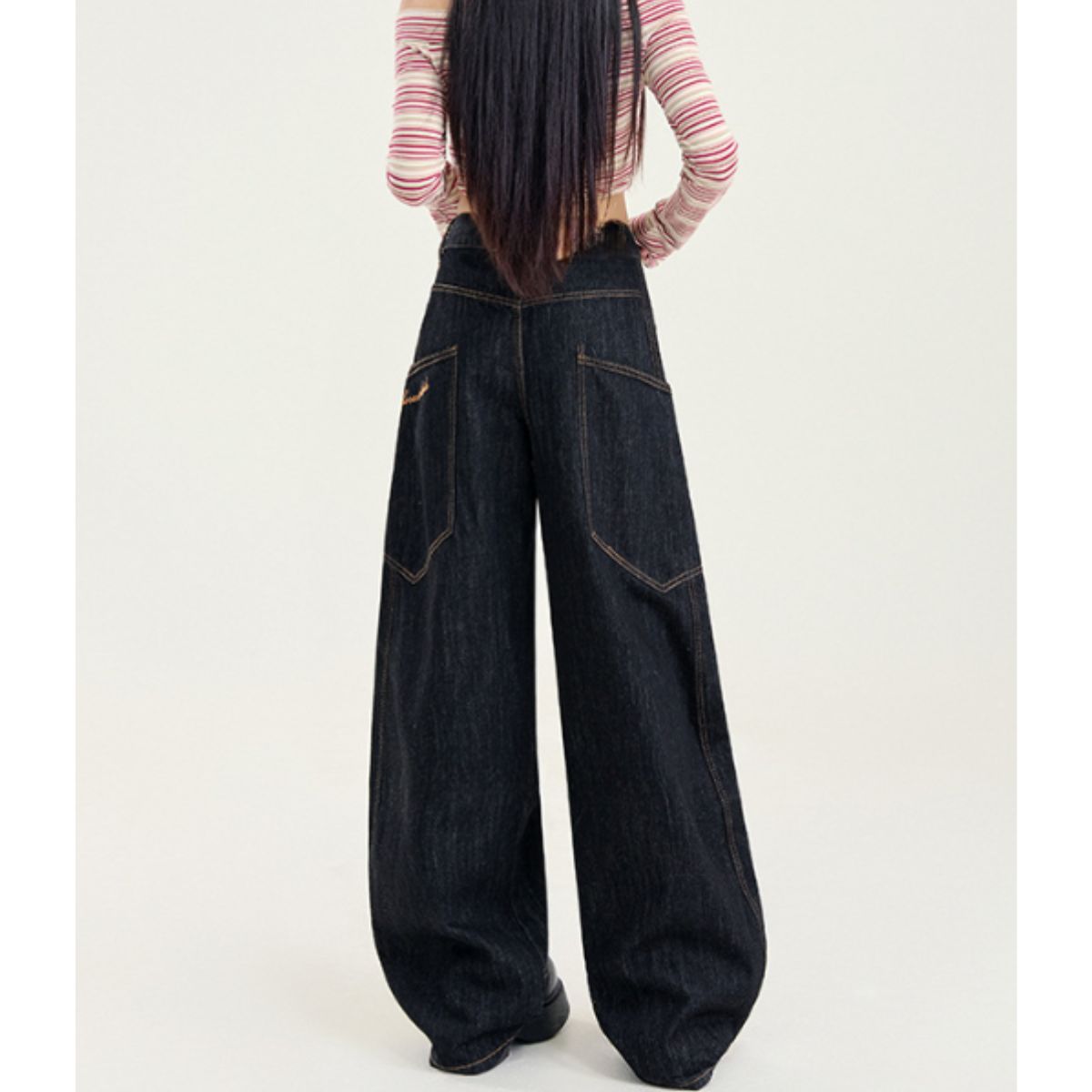 Pants/ビッグポケット切替ワイドデニム ST/No.22265