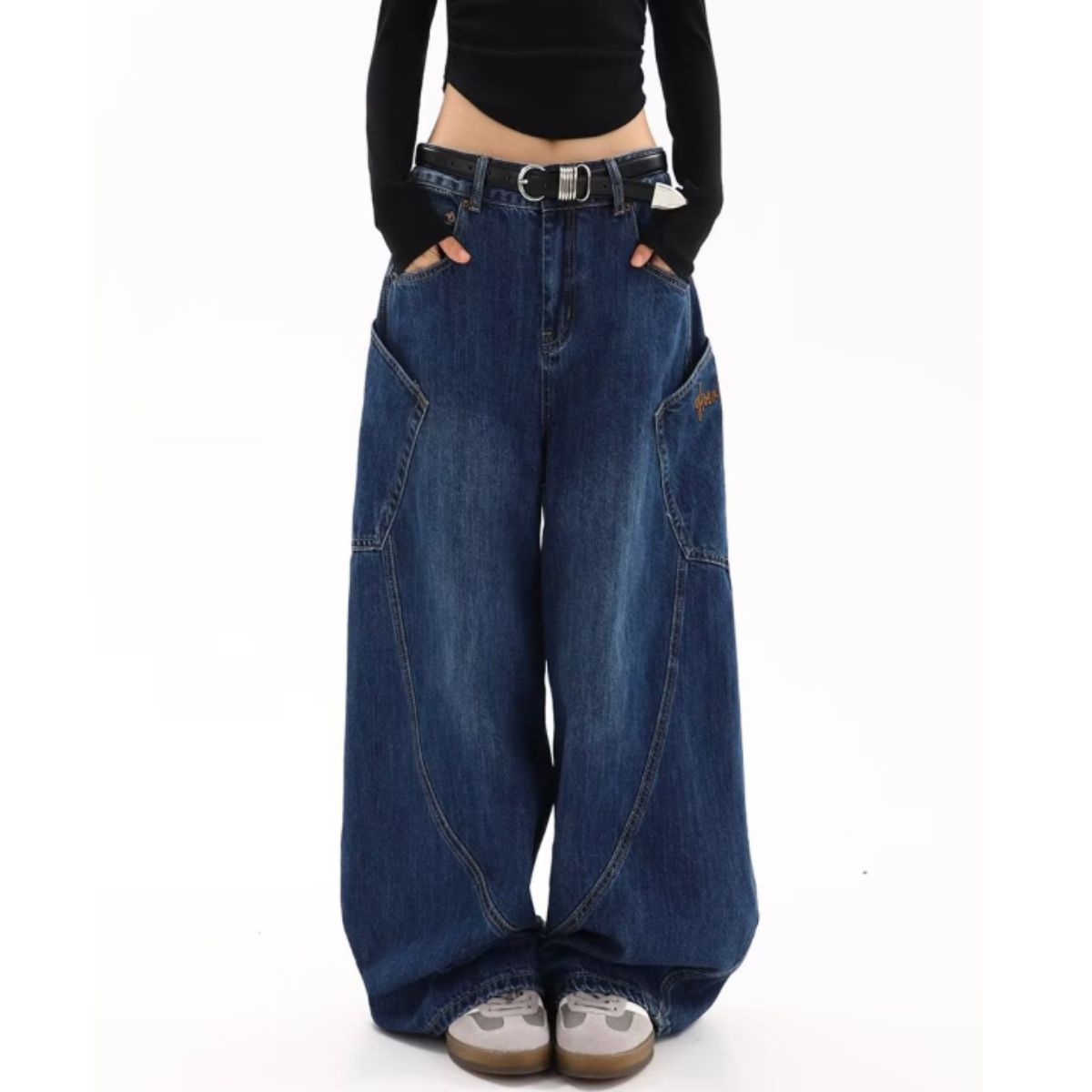 Pants/ビッグポケット切替ワイドデニム ST/No.22265