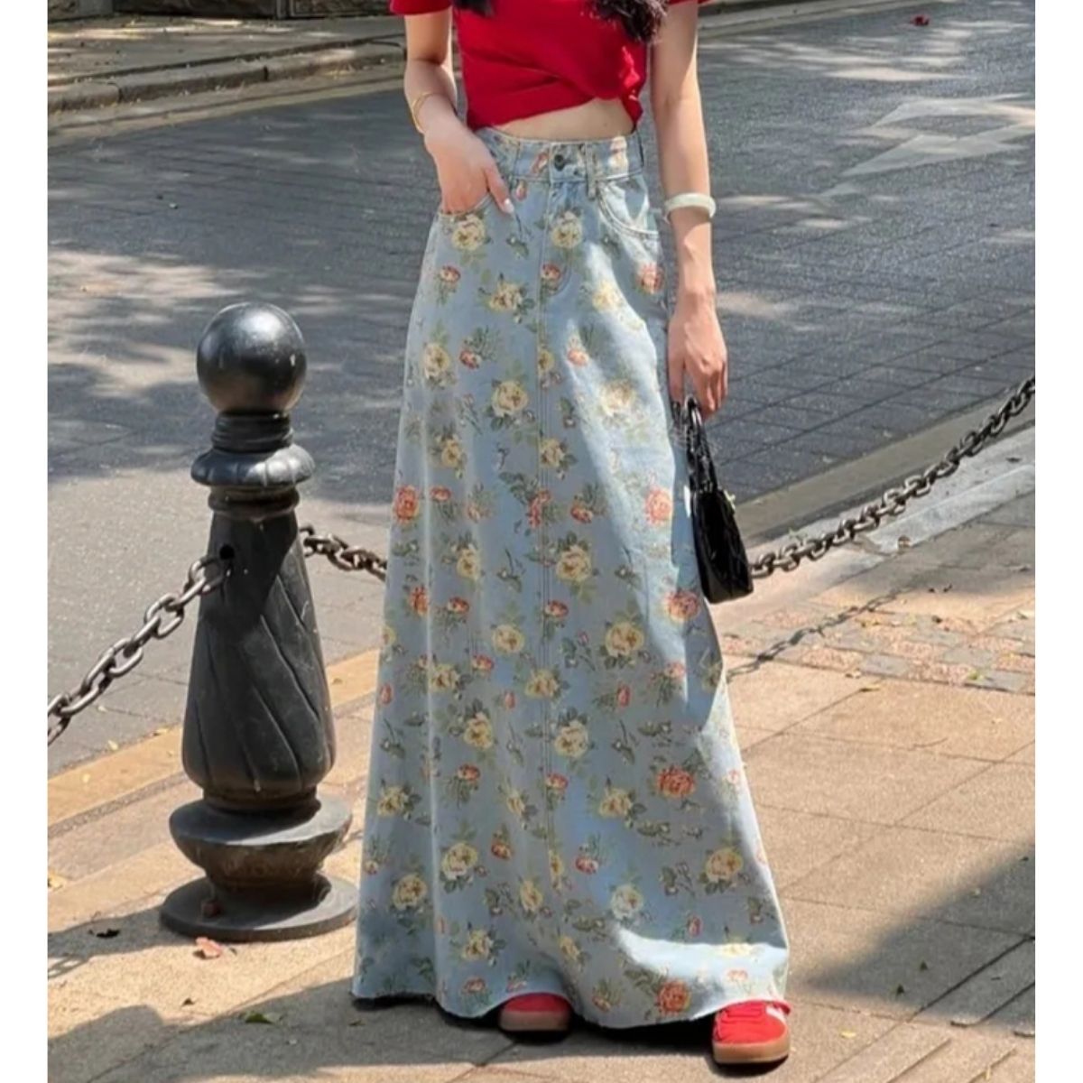 Skirt/ビンテージフラワーデニムスカート ST/No.22268