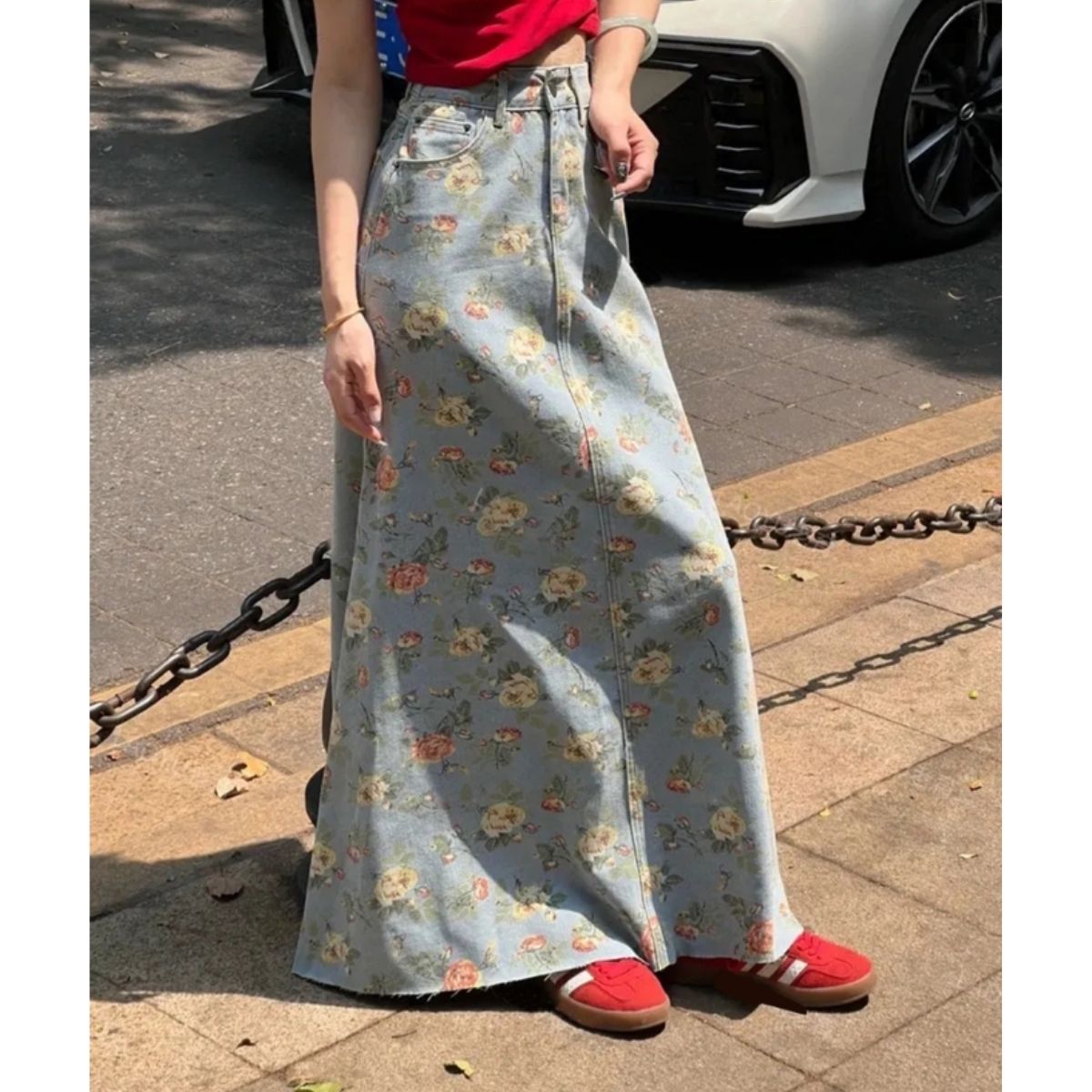 Skirt/ビンテージフラワーデニムスカート ST/No.22268