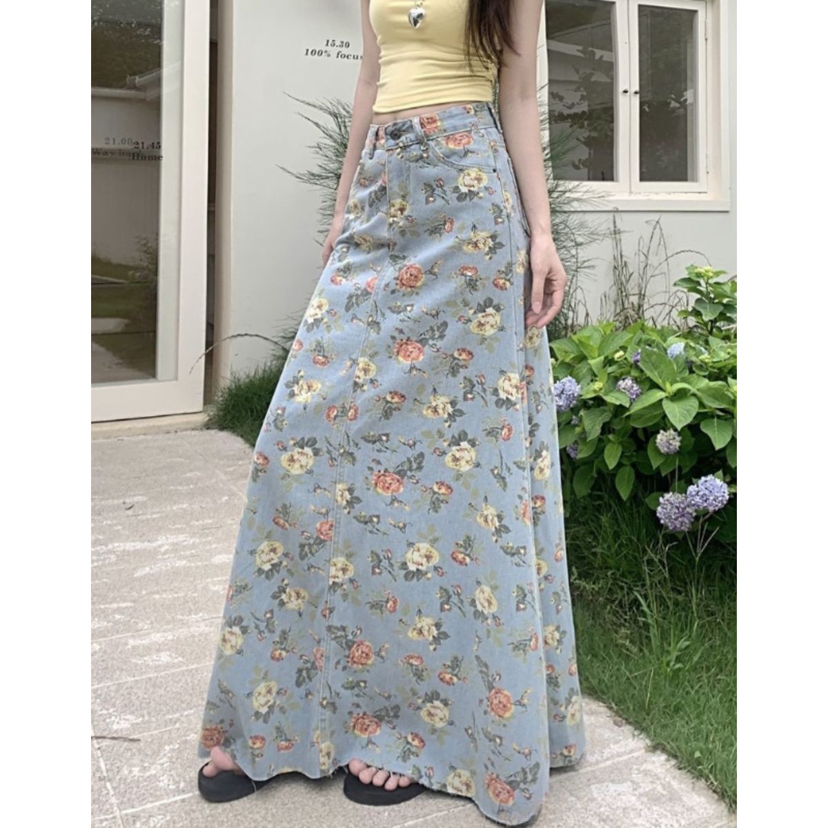 Skirt/ビンテージフラワーデニムスカート ST/No.22268