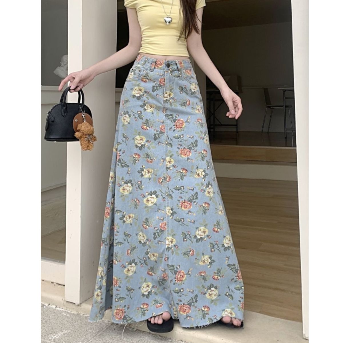 Skirt/ビンテージフラワーデニムスカート ST/No.22268