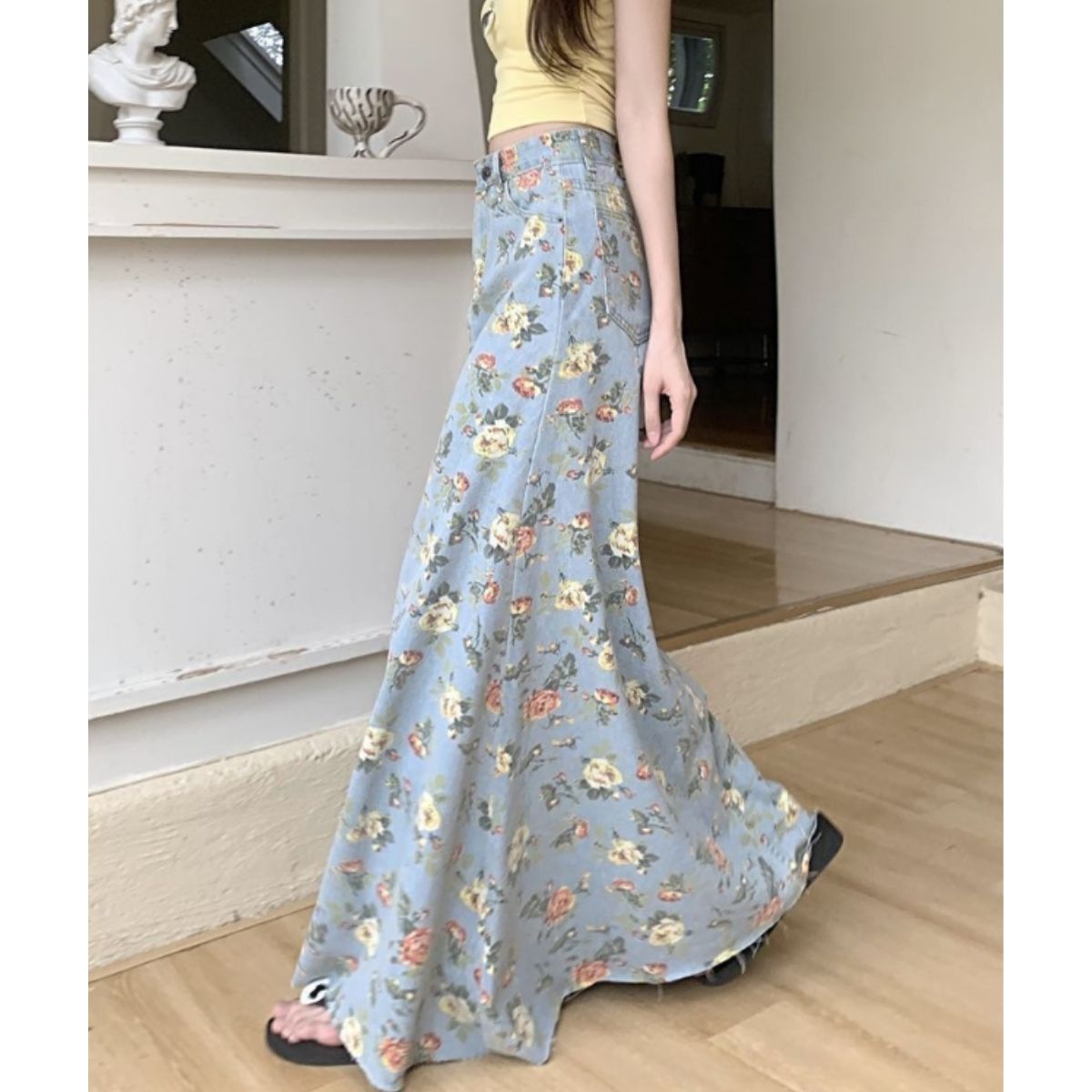 Skirt/ビンテージフラワーデニムスカート ST/No.22268