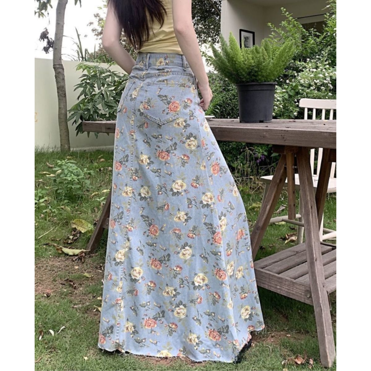 Skirt/ビンテージフラワーデニムスカート ST/No.22268