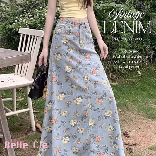 Skirt/ビンテージフラワーデニムスカート ST/No.22268