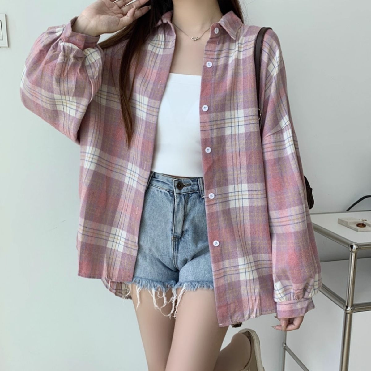 Shirts/ニュアンスカラーチェックシャツ ST/No.22272