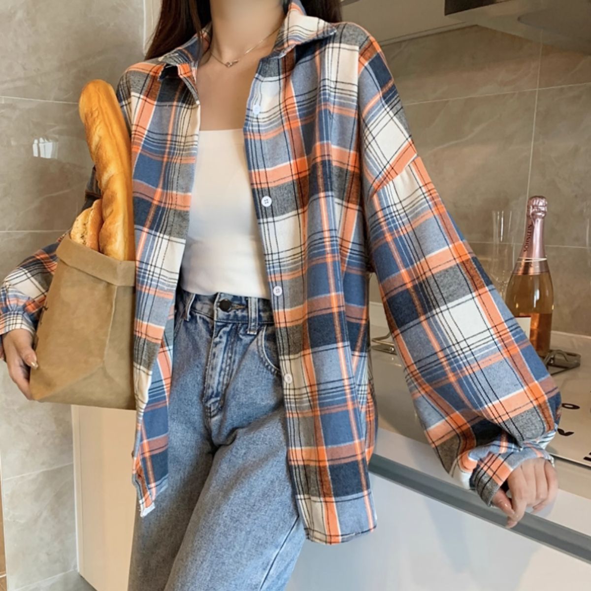 Shirts/ニュアンスカラーチェックシャツ ST/No.22272