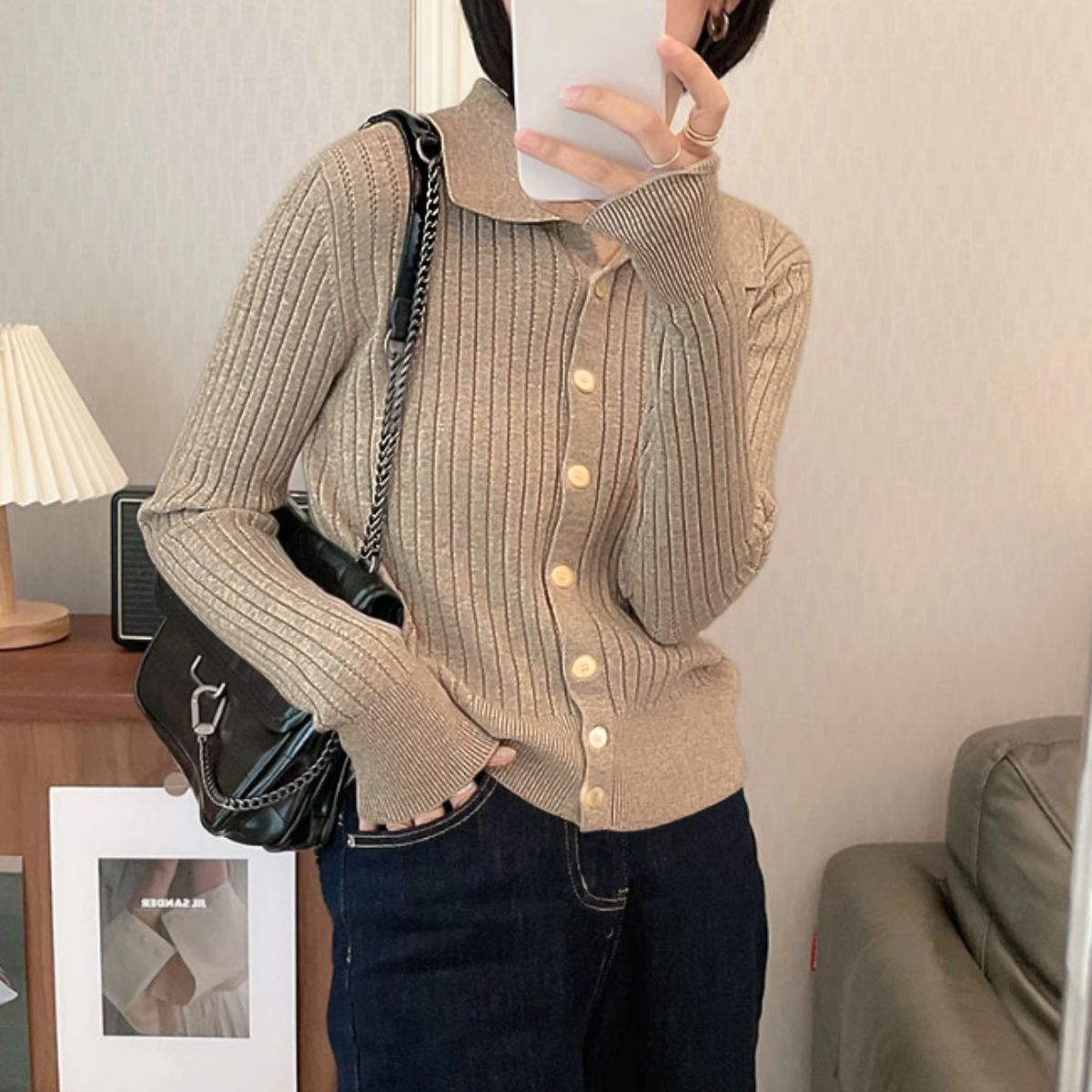 Knit/ポロ襟リブニットカーデ ST/No.22277