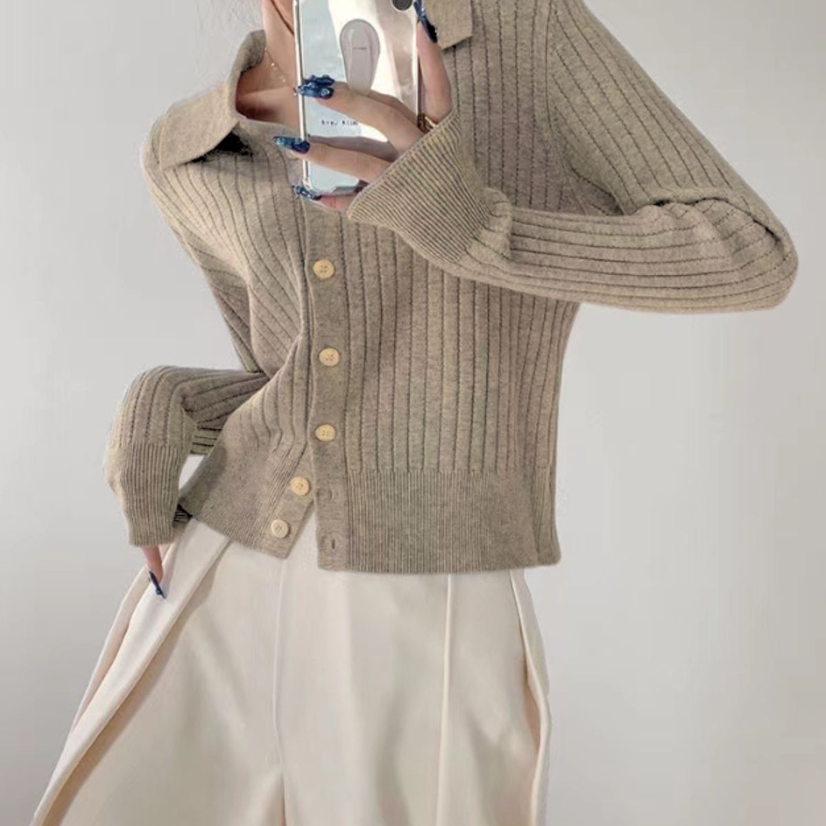 Knit/ポロ襟リブニットカーデ ST/No.22277