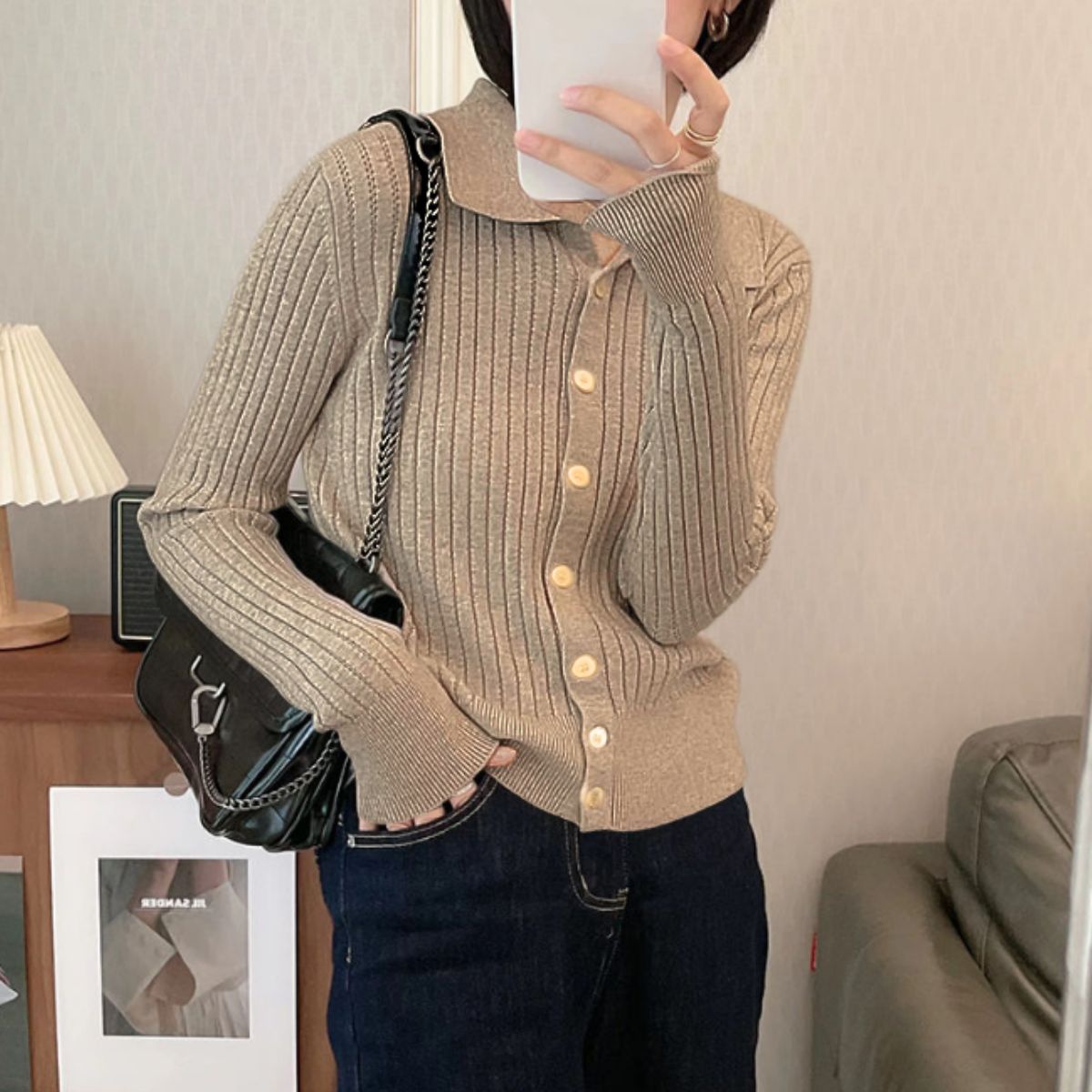 Knit/ポロ襟リブニットカーデ ST/No.22277