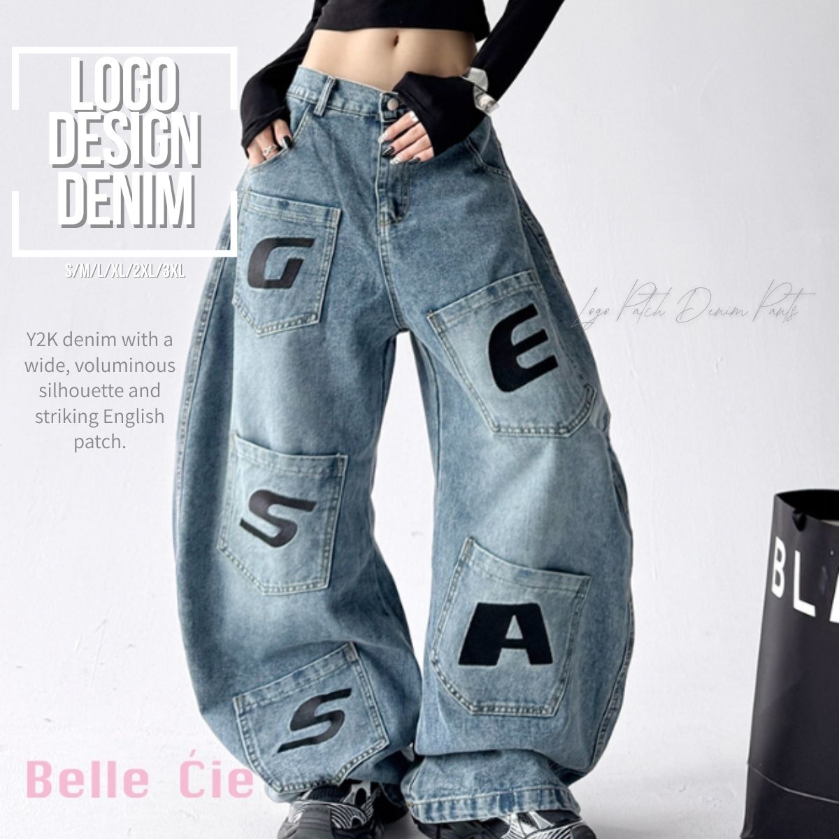 Pants/英字パッチワイドデニムパンツ ST/No.22297 – Belle Ćie