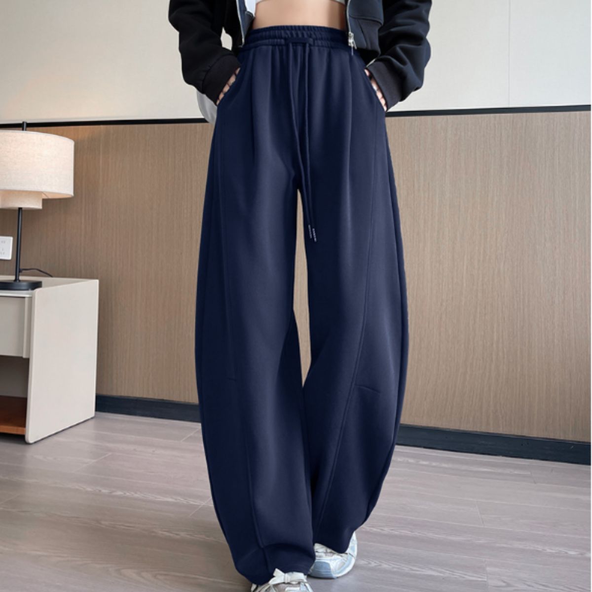 ワイドスウェットパンツ バレルレッグ 裏毛 ウエストゴム 大きいサイズ レディース Belle Cie ST/No.22302