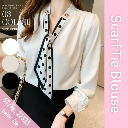 Shirts/ドットスカーフタイブラウス ST/No.22335