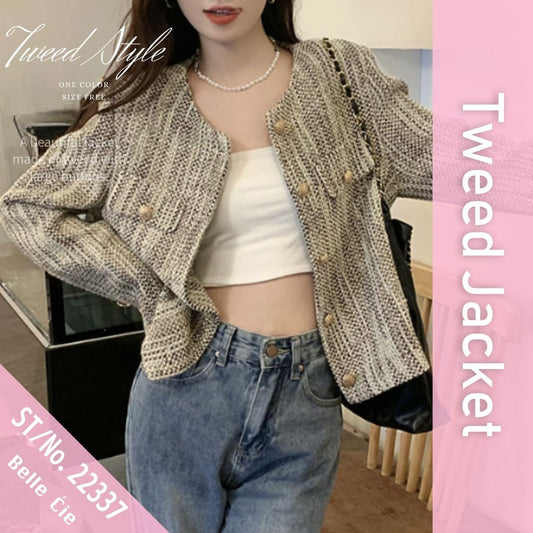 Outer/ノーカラーツイードジャケット ST/No.22337
