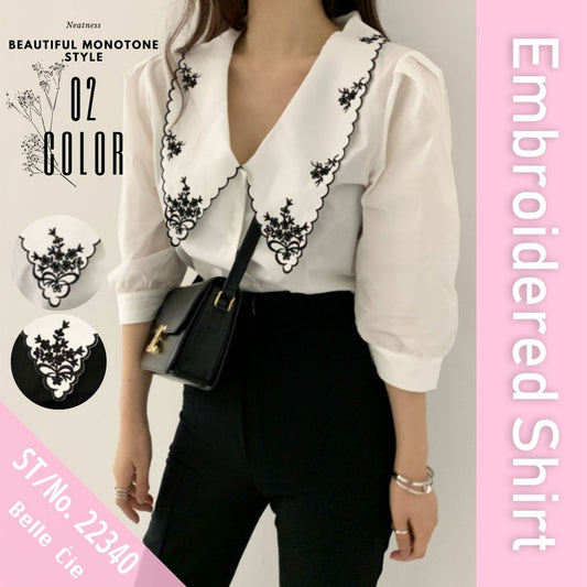 Shirts/刺繍入りビッグカラー ST/No.22340