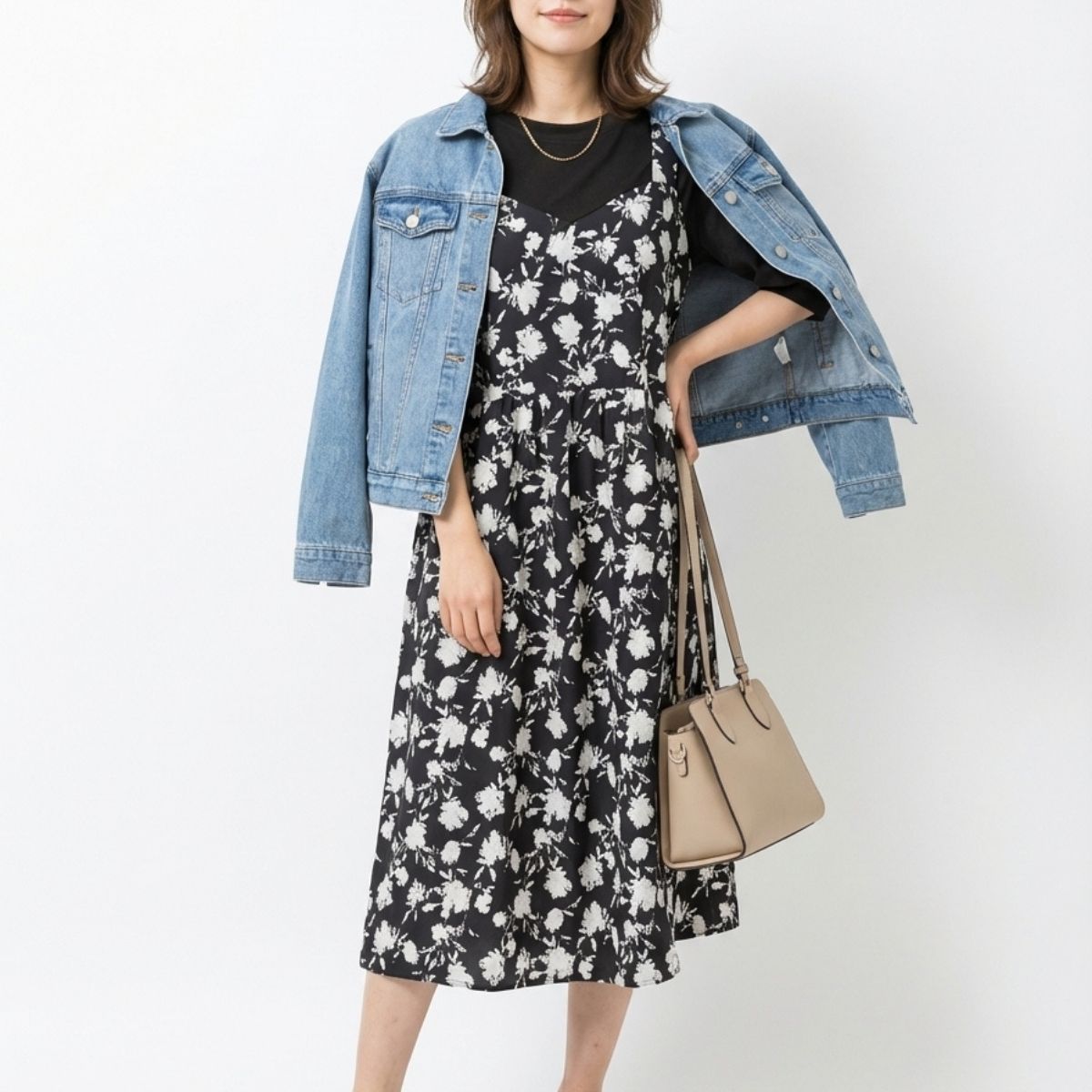 Dress/花柄フェイクレイヤードワンピース ST/No.22370