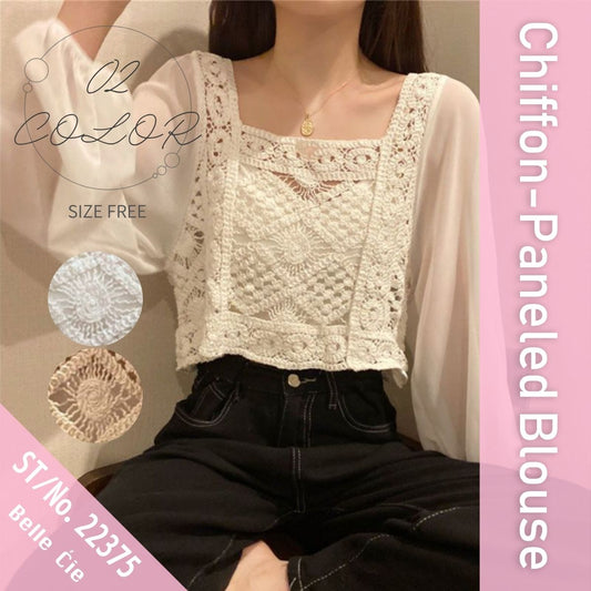 Blouse/シフォン切替ブラウス ST/No.22375