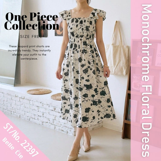 Dress/モノトーンフラワーワンピース ST/No.22397