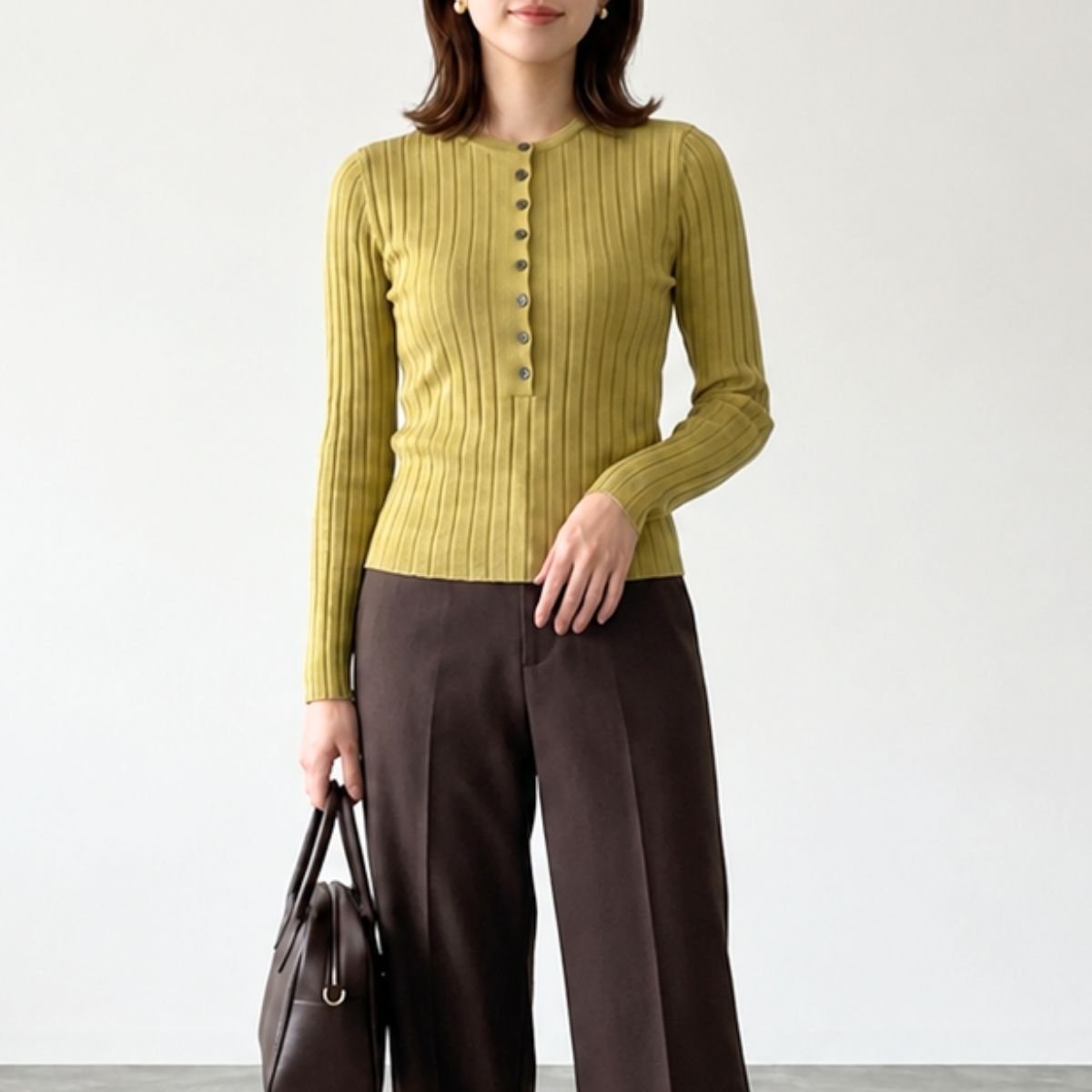 Knit/リブヘンリーネックニット ST/No.22468